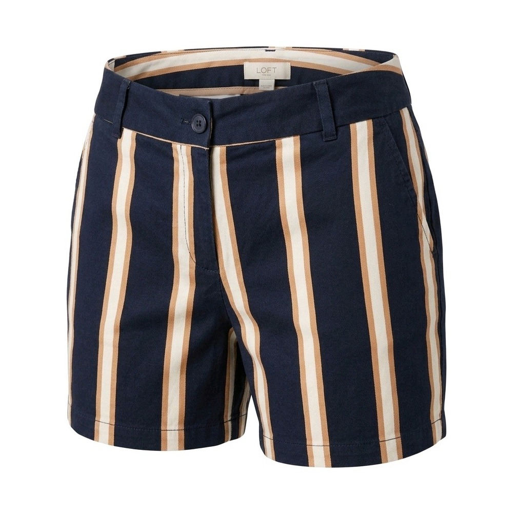 LOFT Outlet Womens Navy Blue‎ Tan Striped Chino Shorts 6 Inch Inseam Size 8